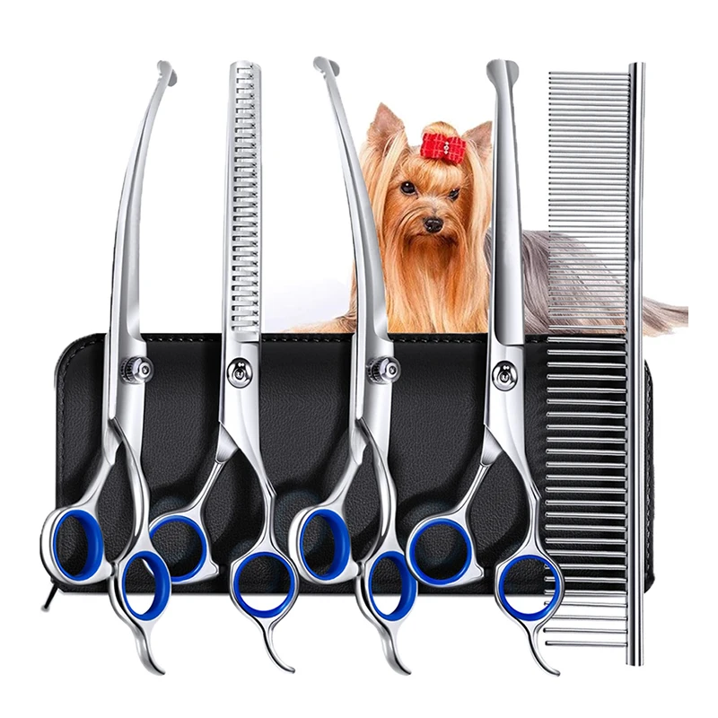 Trimming Scissor Set - 5 in 1 ペットグルーミングはさみセット ステンレス鋼 丸い先端