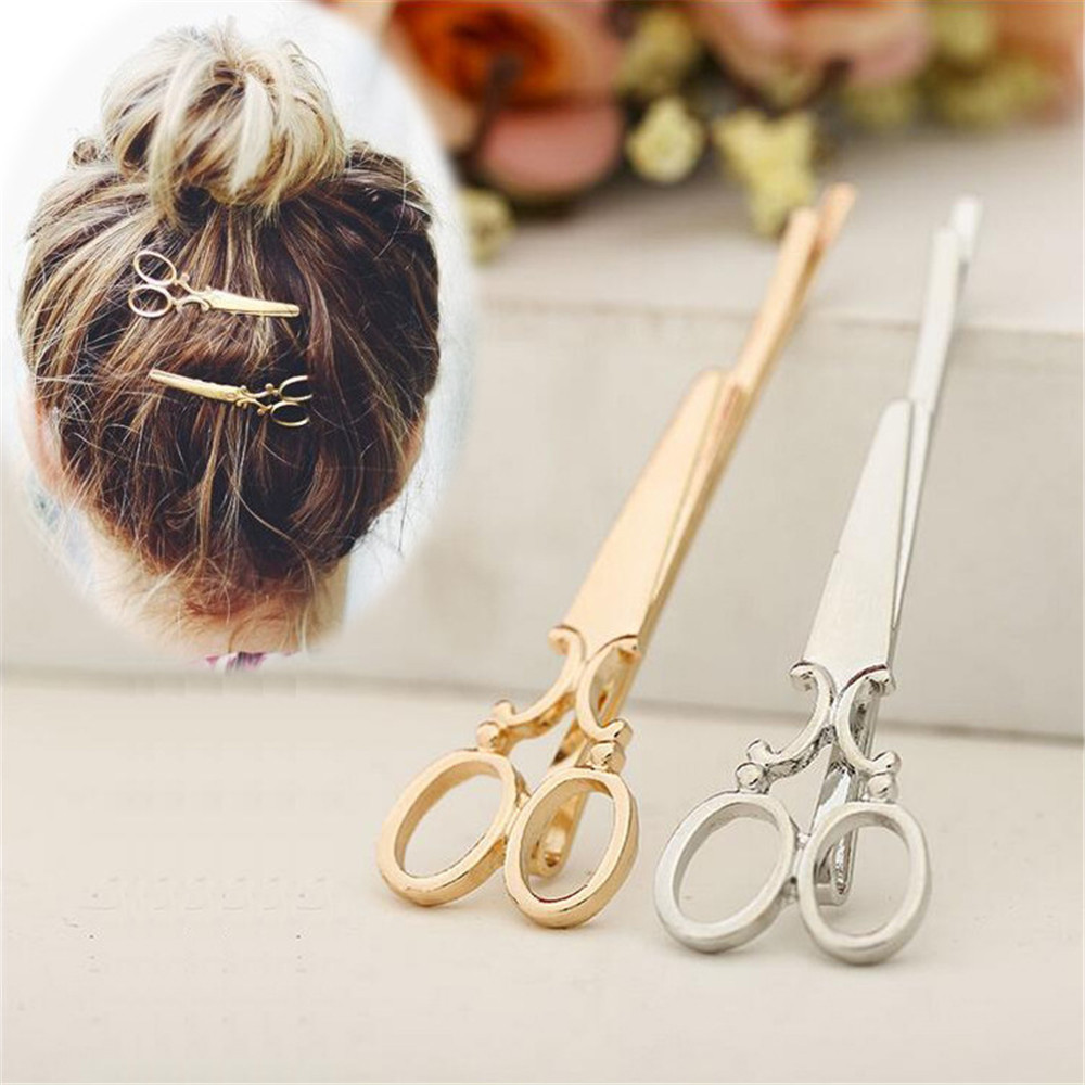 Trimming Scissor Set - クリエイティブはさみ形状女性の女の子の髪クリップ繊細なヘアピンヘアバレッタヘアアクセサリー装飾帽子