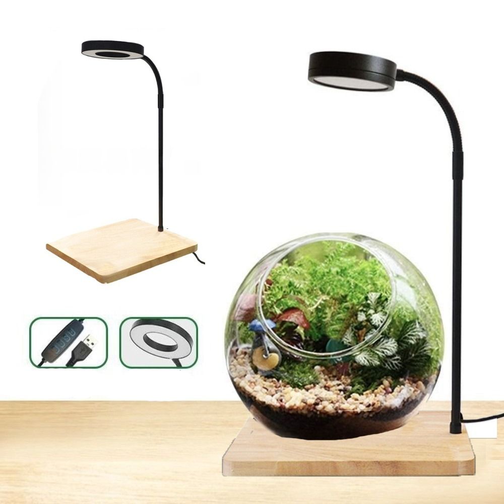 Aquarium Plant On Wood - 10W水槽LEDランプ、木製ボード付き、高さ調節可能、水槽景観照明、省エネ、防水、植物育成ライト