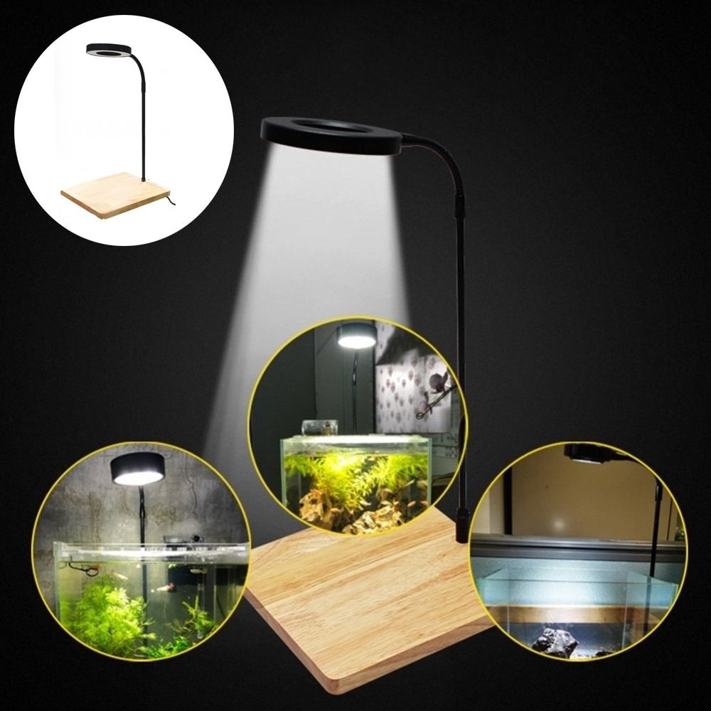 Aquarium Plant On Wood - 10W水槽用LEDランプ 木製ボード付き 多機能水槽景観照明 USB充電 省エネ 植物育成ライト