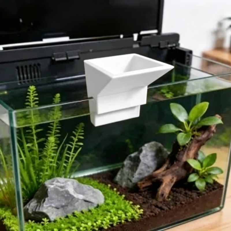 Aquarium Planted Tank Setup - ドリル不要の水槽給水口チャンバー、水流衝撃防止設計、小型水草水槽のレイアウト設置に最適