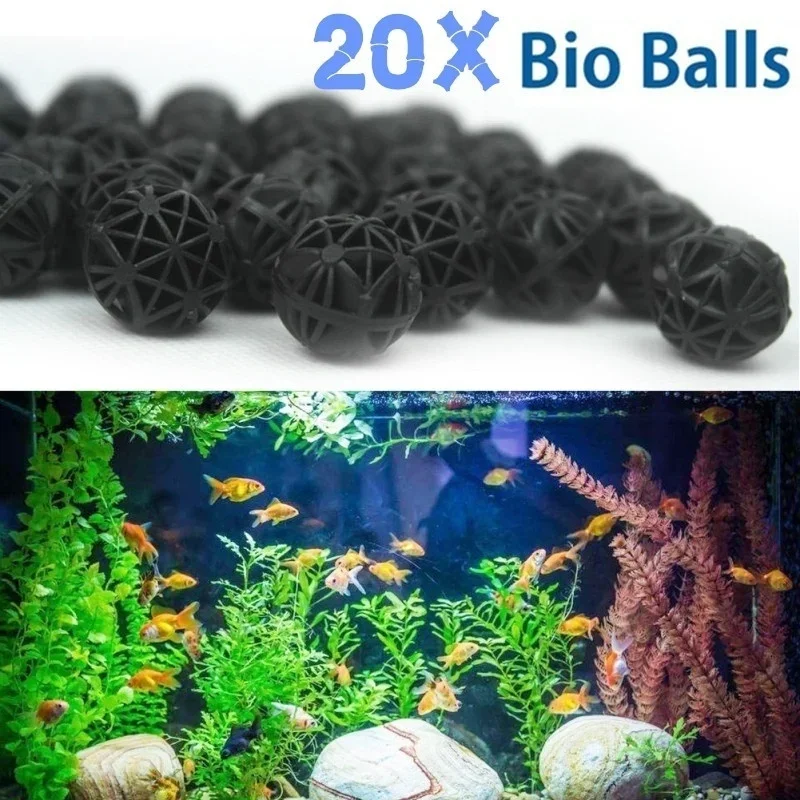 Aquarium Planted Tank Fertilizer - 20 個 16 ミリメートル水族館フィルターバイオボールポータブルウェットドライコットンエアポンプ用クリーン水槽フィルターメディアマリンサム