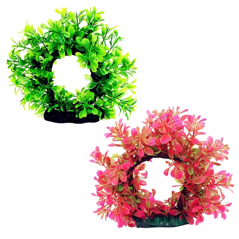 Aquarium Plant Diseases - 水中リース 人工水中プラスチック水族館水槽水生フェイク低木草水生植物緑の草ピンクリース
