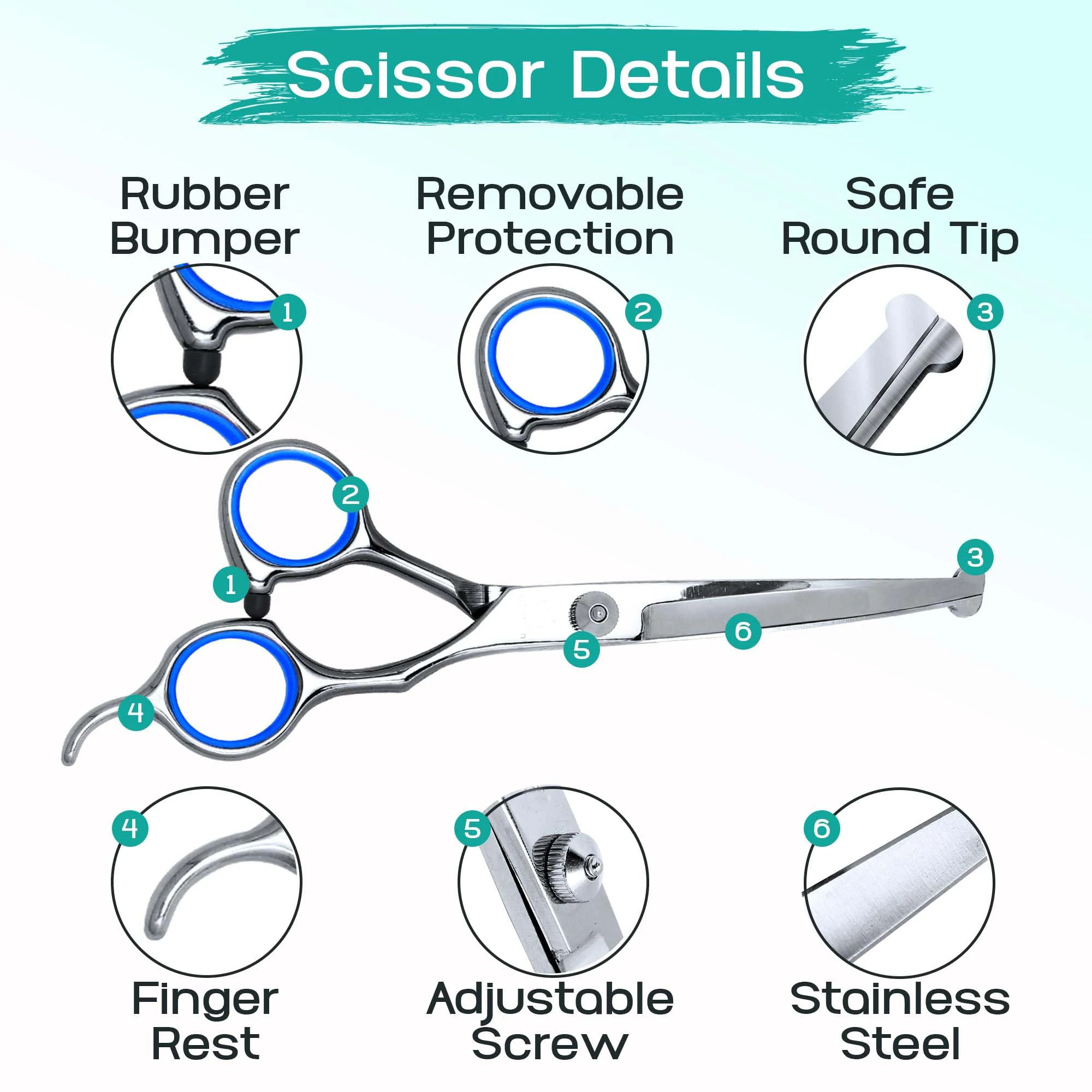 5 in 1 ペットグルーミングはさみセット ステンレス鋼  - Trimming Scissor Set のレビューと価格