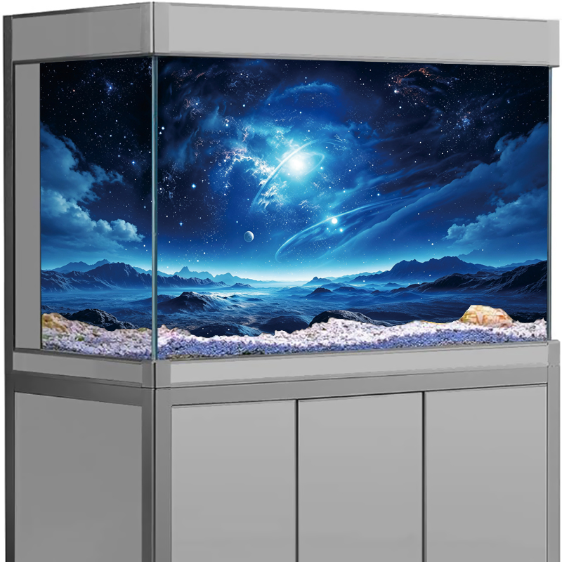 3D宇宙惑星銀河水槽背景ステッカー 自己粘着PVC製 魚水槽 - Aquarium Planet のレビューと価格