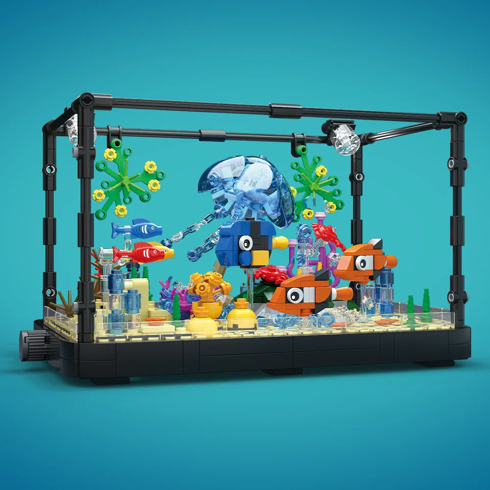 ライト付き水槽ビルディングブロックセット、水槽、海洋カメ、1 - Aquarium Planet のレビューと価格