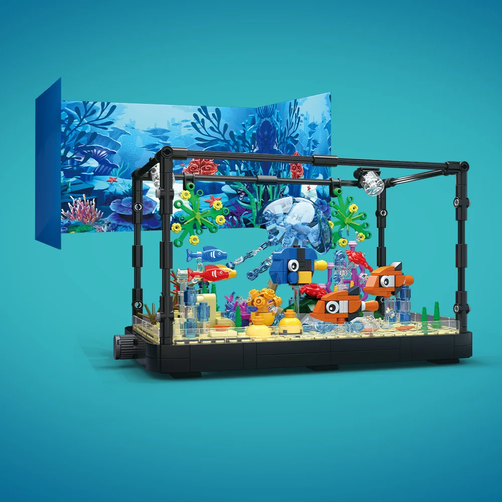 ライト付き水槽ビルディングブロックセット、水槽、海洋カメ、1 - Aquarium Planet のレビューと価格